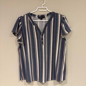 PXL Vintage Rose Navy Striped Blouse